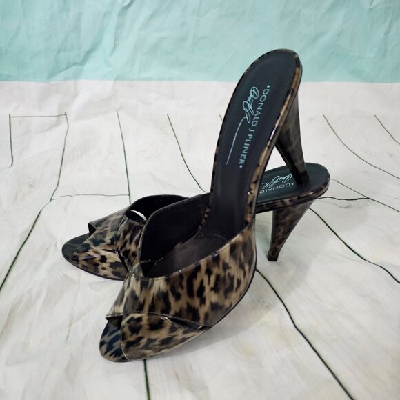DONALD J PLINER Feigel Leopard Print Heels Slides~Size 11 M - Picture 5 of 11